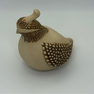 Rare Vintage Blind Folded Quail Figurine Collectible Taupe Colored Bird Pottery